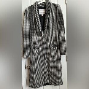 Revamped Women’s Houndstooth Black and White Trench Coat